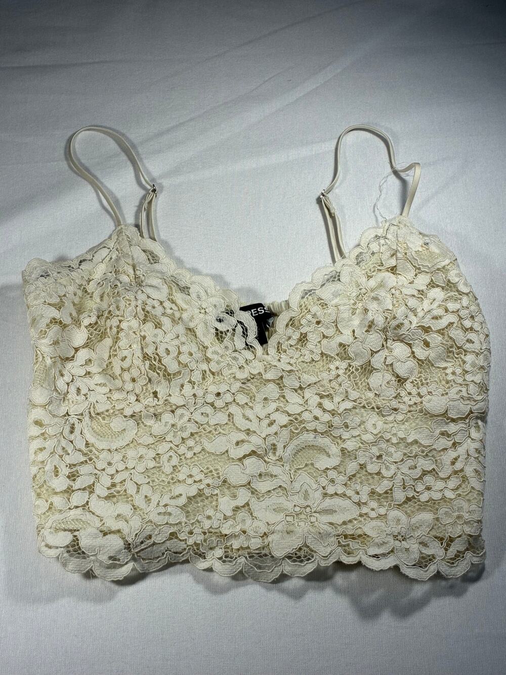 Express Ivory Floral Lace Bralette Crop Top XS